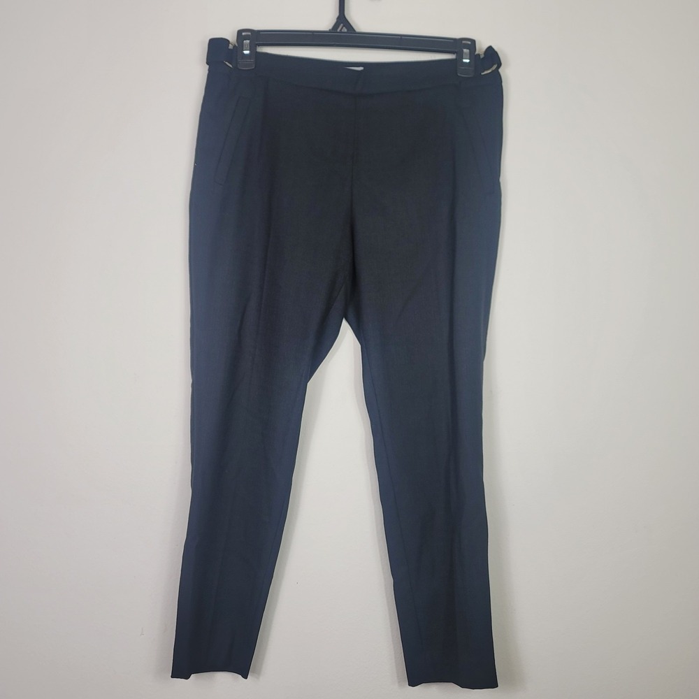 H&M Women's Size 10 Black Tapered Dress Pants Side Buckle Accents Career Casual